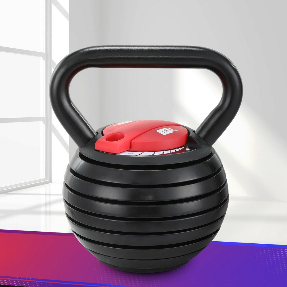 Free Weights: Everfit 18kg Adjustable Kettlebell Set Portable Kettle Bell Weight Dumbbells 10lbs 40lbs