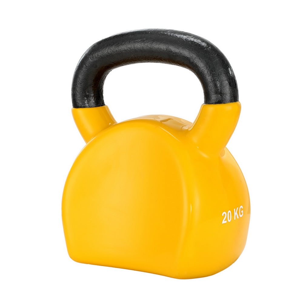 Free Weights: Everfit 20kg Kettlebell Set Weightlifting Bench Dumbbells Kettle Bell Gym Home