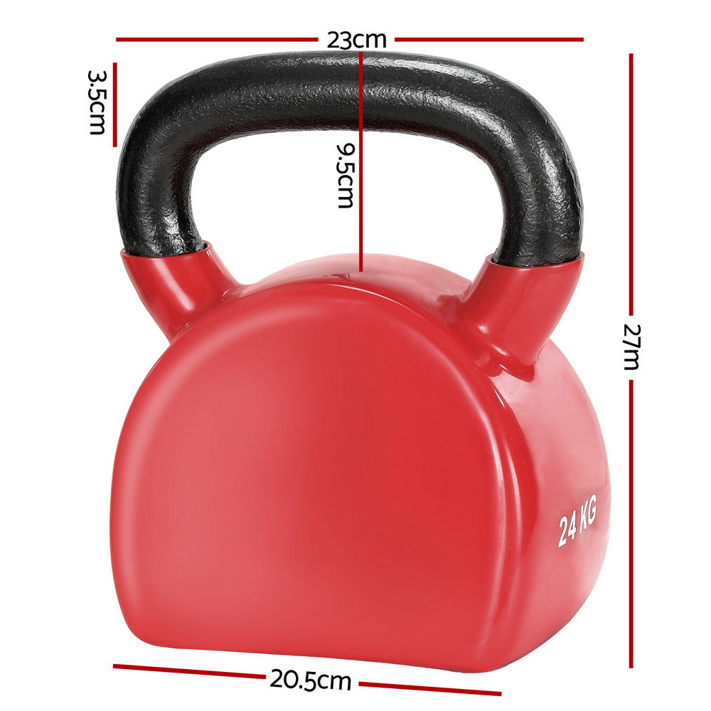 Free Weights: Everfit 24kg Kettlebell Weightlifting Bench Dumbbells Kettle Bell Gym Home