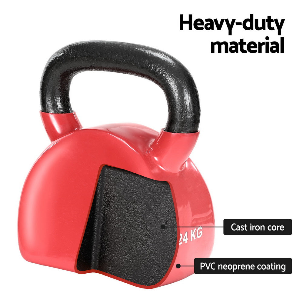 Free Weights: Everfit 24kg Kettlebell Weightlifting Bench Dumbbells Kettle Bell Gym Home