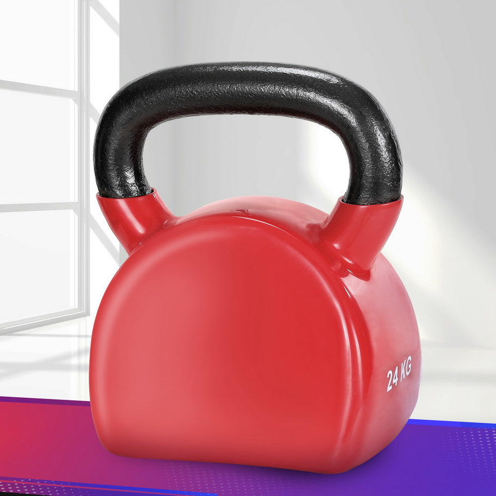 Free Weights: Everfit 24kg Kettlebell Weightlifting Bench Dumbbells Kettle Bell Gym Home