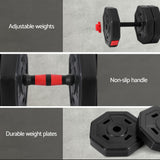 Everfit 40kg Adjustable Dumbbell Barbell Set Weight Plates Home Workout