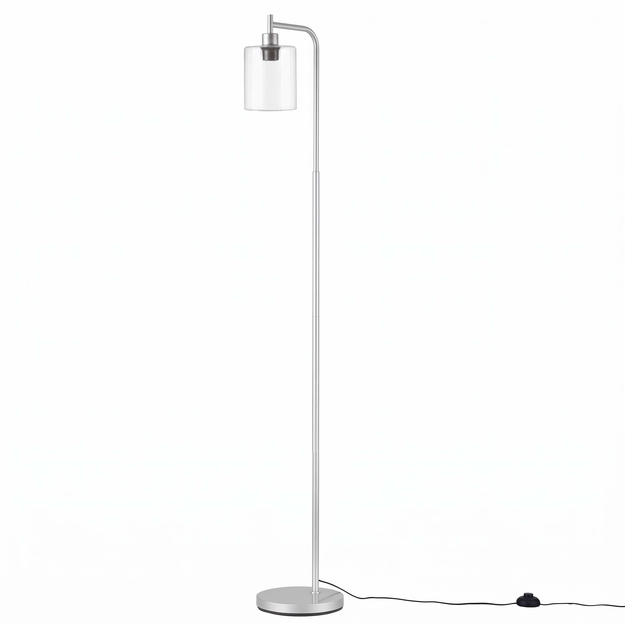 Artiss Floor Lamp Modern Industrial Standing Light with Clear Glass Shade, Silver Metal Tall Lamp for Living Room, Bedroom & Office, Anti-Tipping Weighted Base & Foot Switch (Bulb Not Included)