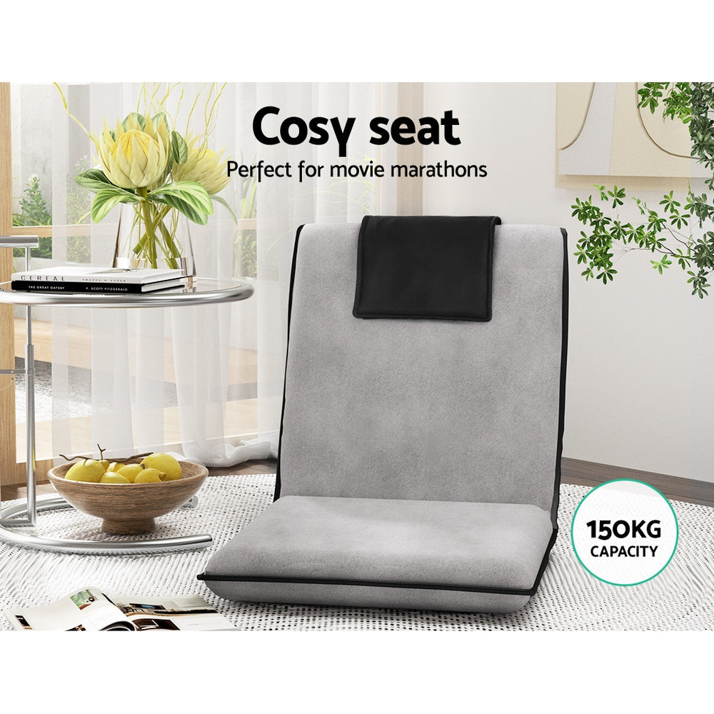 Arm Chairs & Recliners: Artiss Floor Lounge Sofa Bed Couch Recliner Chair Folding Chair Cushion Grey