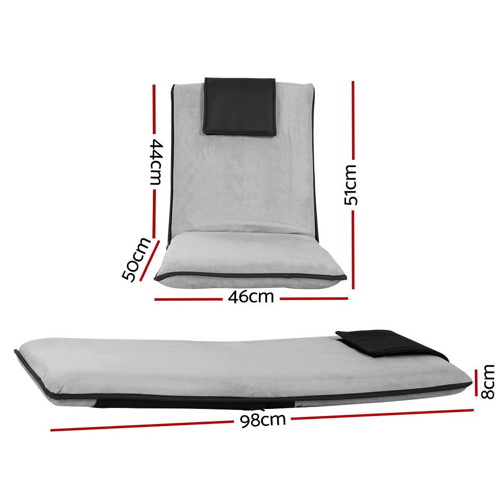 Arm Chairs & Recliners: Artiss 4X Floor Lounge Sofa Bed Floor Cushion Velvet Grey