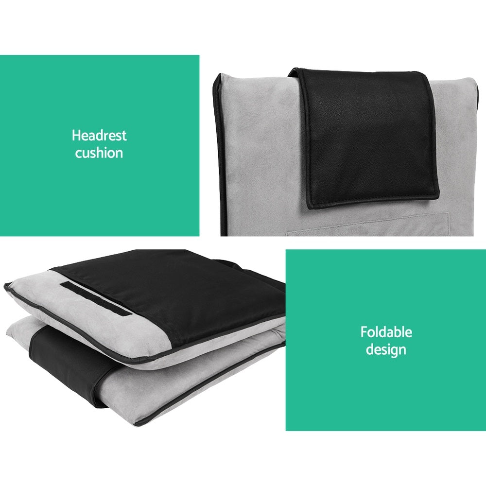Arm Chairs & Recliners: Artiss 4X Floor Lounge Sofa Bed Floor Cushion Velvet Grey