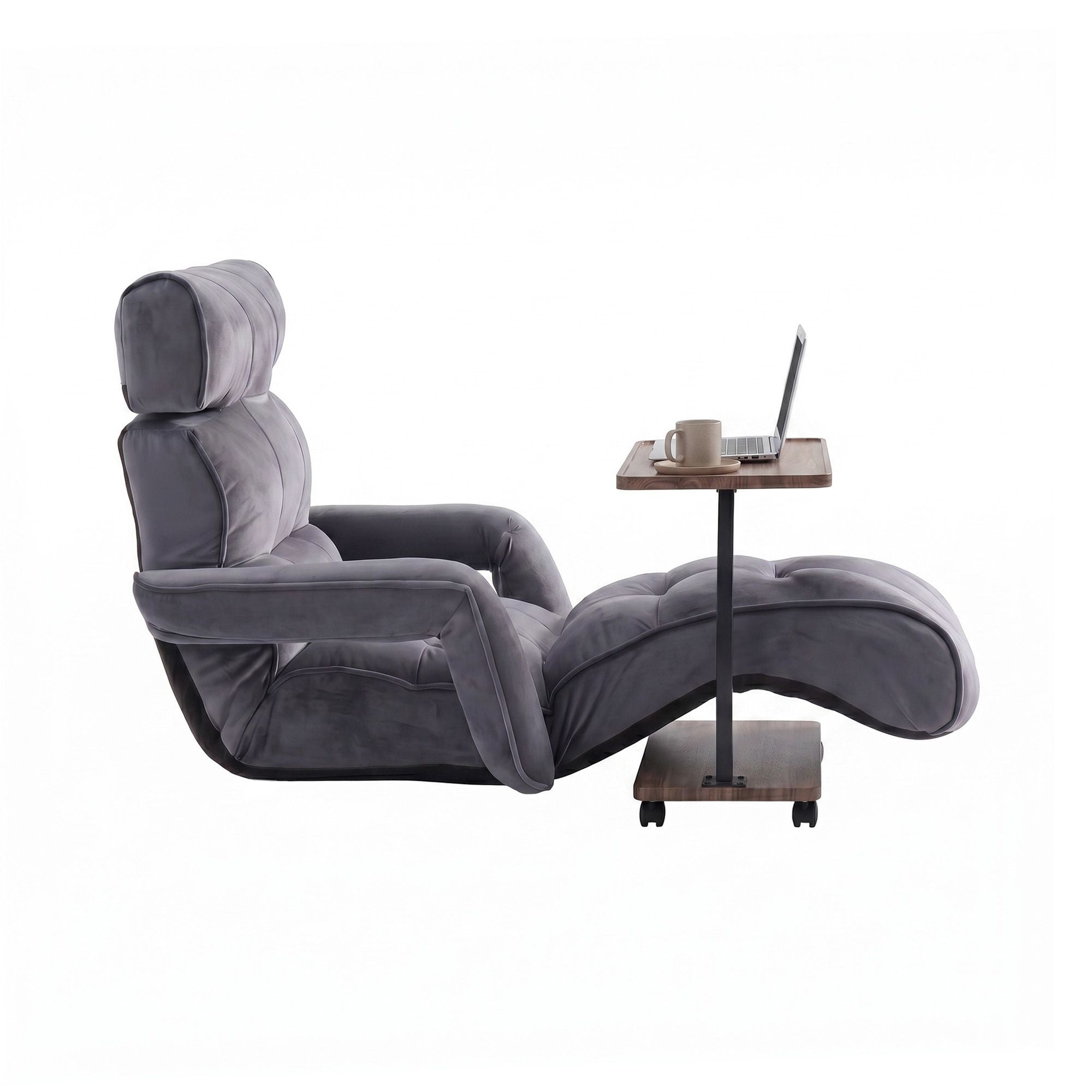 Artiss Floor Lounge & Coffee Table Set, Adjustable Recliner End Table w/ Wheels