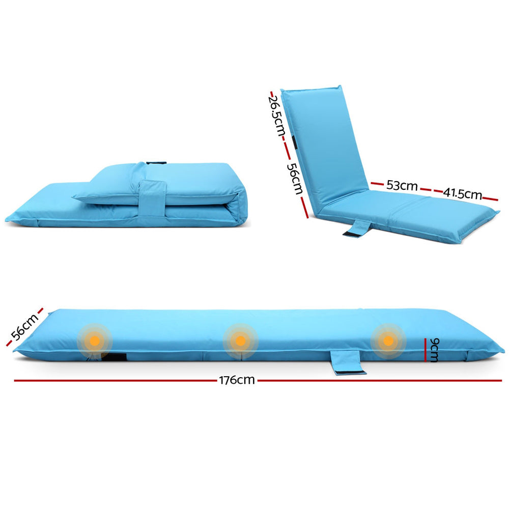 Arm Chairs & Recliners: Artiss Floor Lounge Sofa Camping Chair Blue
