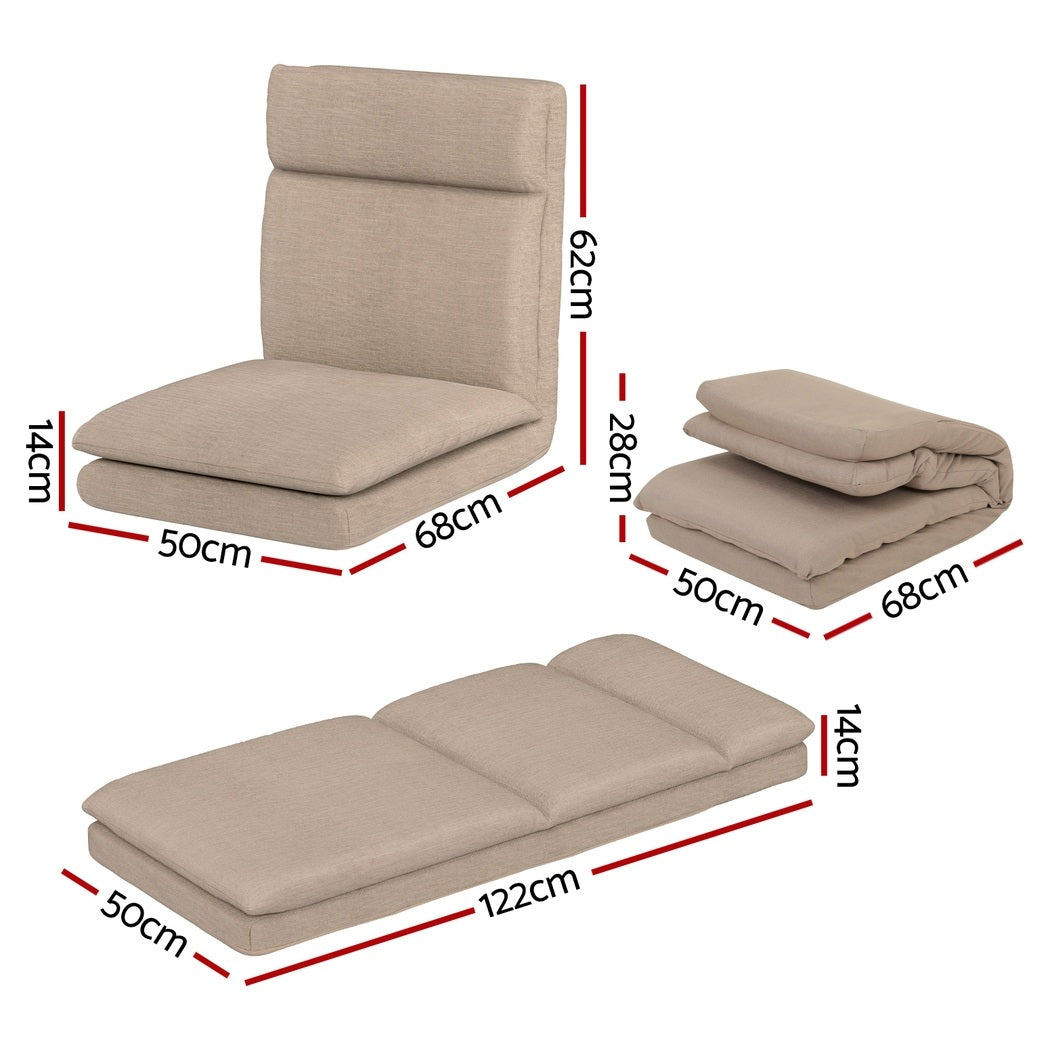 Arm Chairs & Recliners: Artiss 4XFloor Chair Sofa Linen Beige