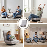 Arm Chairs & Recliners: Ariss Swivel Floor Chair 360 Adjustable Foldable Lounge Seat Floor Sofa Chair Grey