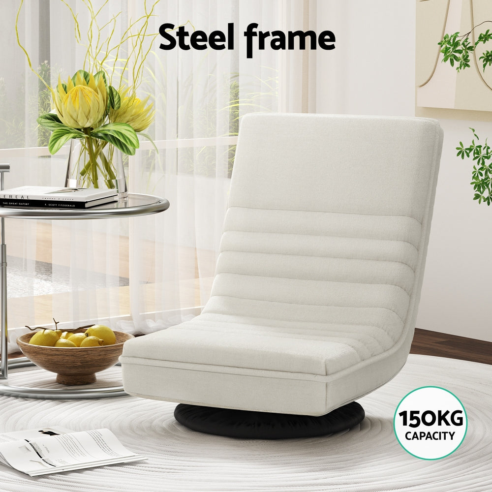 Arm Chairs & Recliners: Artiss Floor Lounge Sofa Swivel Foldable Linen White