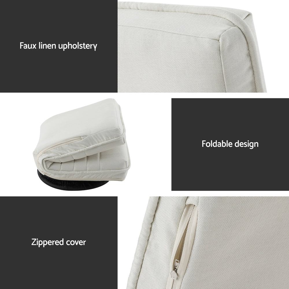 Arm Chairs & Recliners: Artiss Floor Lounge Sofa Swivel Foldable Linen White