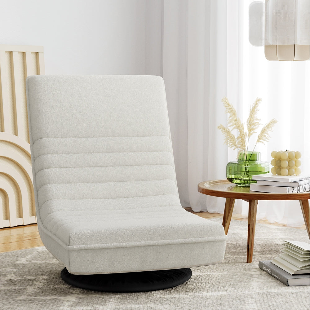 Arm Chairs & Recliners: Artiss Floor Lounge Sofa Swivel Foldable Linen White