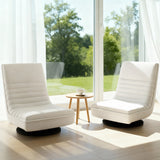 Arm Chairs & Recliners: Artiss 2XFloor Chair Lounge Sofa Swivel Foldable Linen White