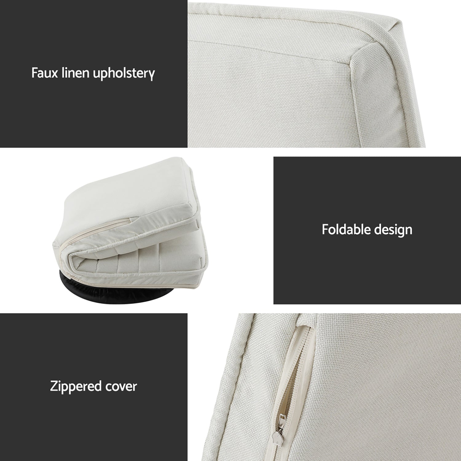 Arm Chairs & Recliners: Artiss 2XFloor Chair Lounge Sofa Swivel Foldable Linen White