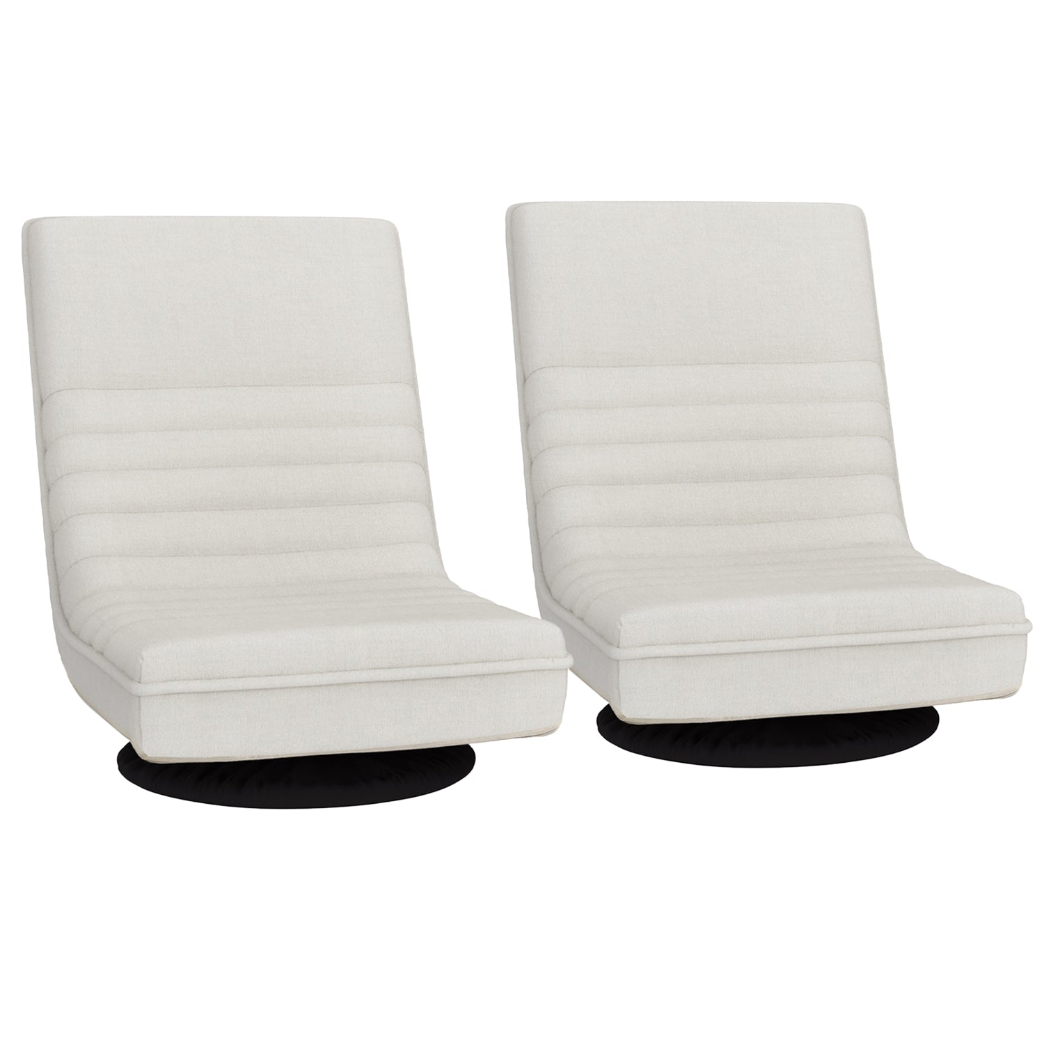 Arm Chairs & Recliners: Artiss 2XFloor Chair Lounge Sofa Swivel Foldable Linen White