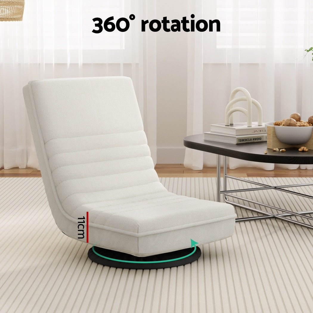Arm Chairs & Recliners: Artiss 4XFloor Chair Lounge Sofa Swivel Foldable Linen White