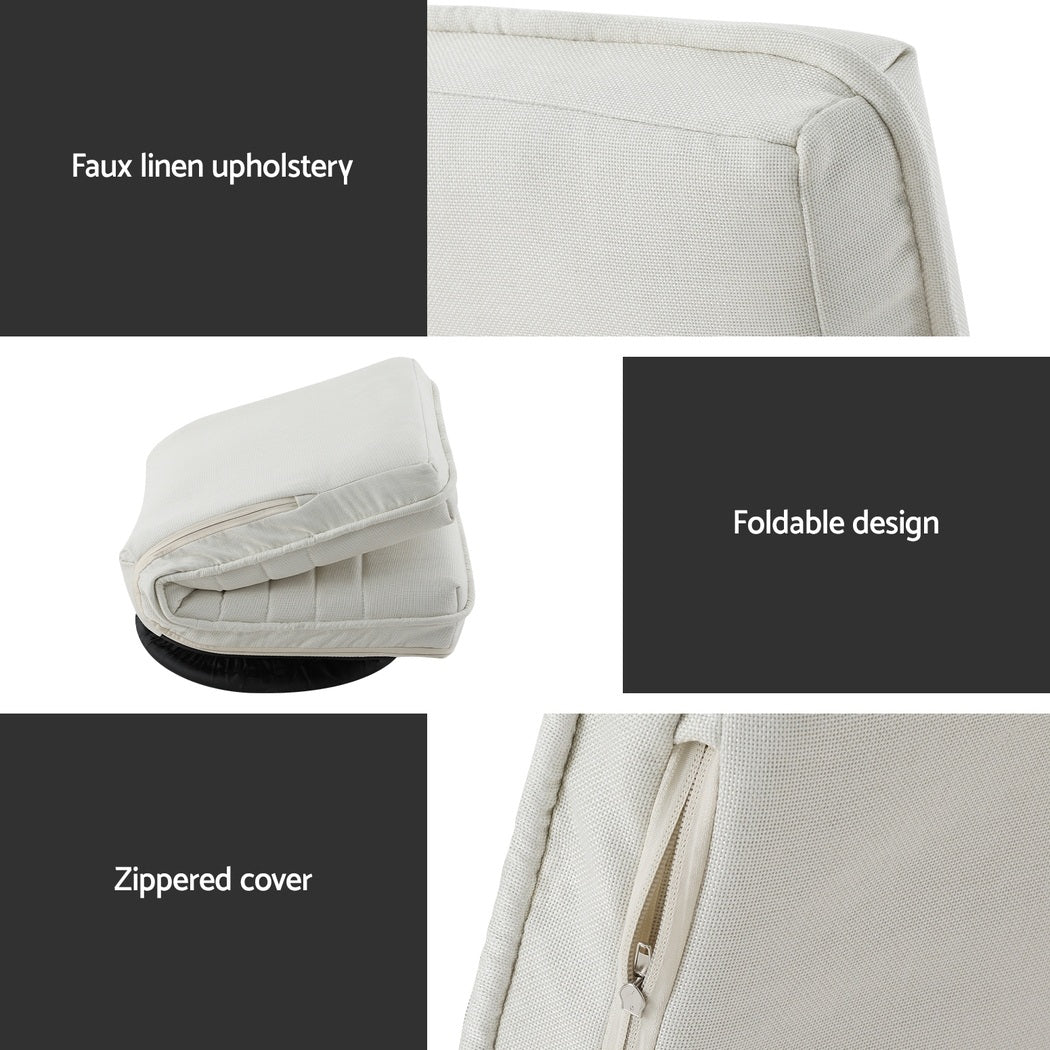 Arm Chairs & Recliners: Artiss 4XFloor Chair Lounge Sofa Swivel Foldable Linen White