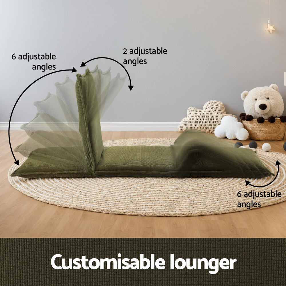 Arm Chairs & Recliners: Artiss Floor Lounge Sofa Bed Foldable Green