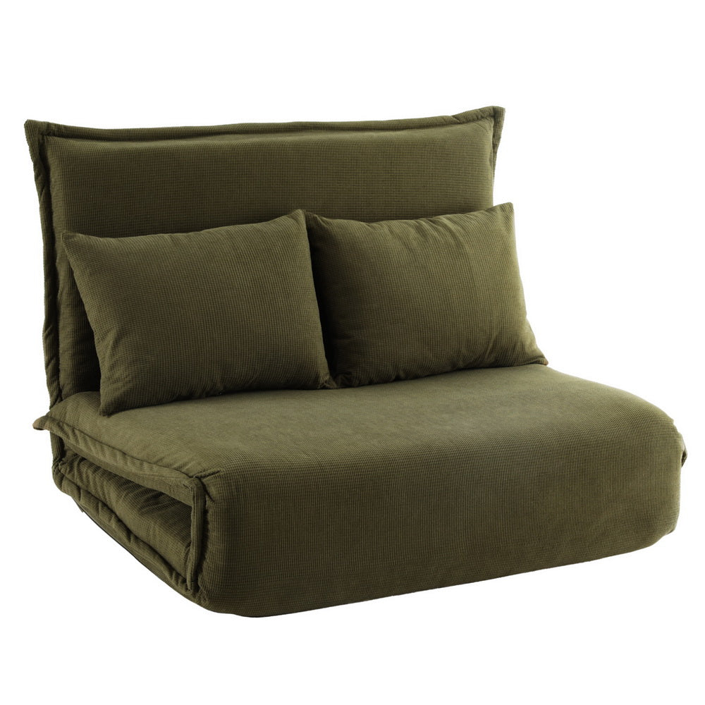 Arm Chairs & Recliners: Artiss Floor Lounge Sofa Bed Foldable 2 Seater Green