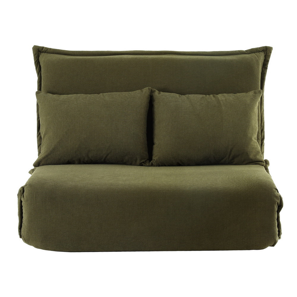 Arm Chairs & Recliners: Artiss Floor Lounge Sofa Bed Foldable 2 Seater Green