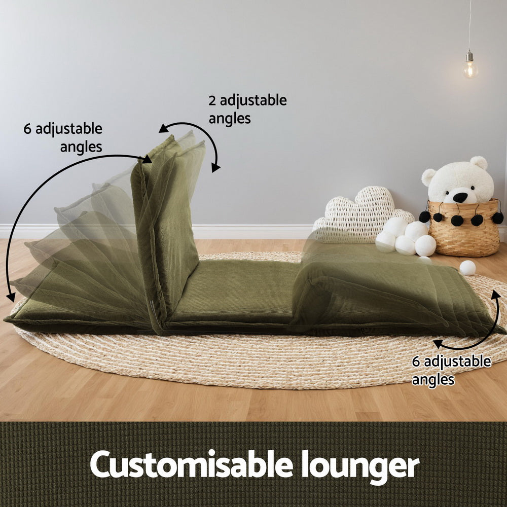 Arm Chairs & Recliners: Artiss Floor Lounge Sofa Bed Foldable 2 Seater Green
