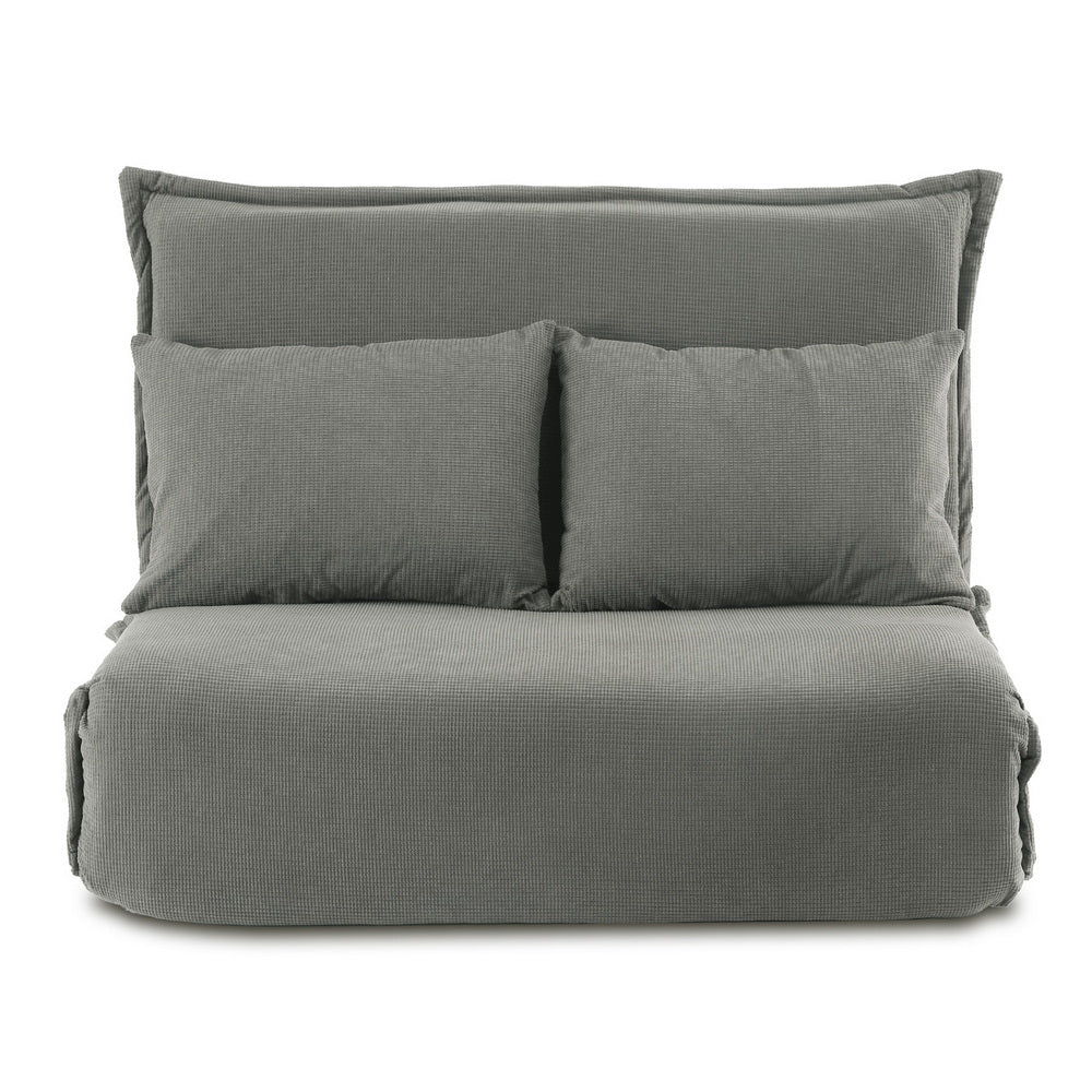 Arm Chairs & Recliners: Artiss Floor Lounge Sofa Bed Foldable 2 Seater Grey