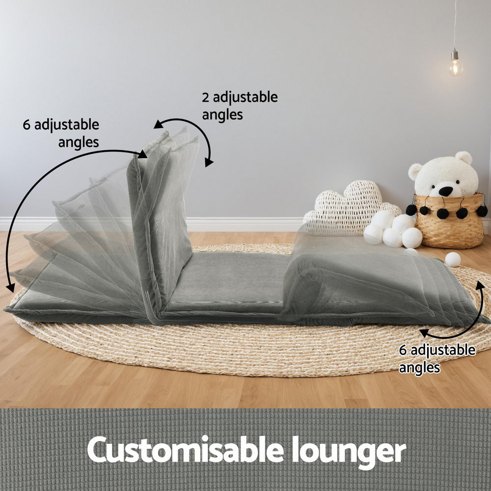 Arm Chairs & Recliners: Artiss Floor Lounge Sofa Bed Foldable 2 Seater Grey