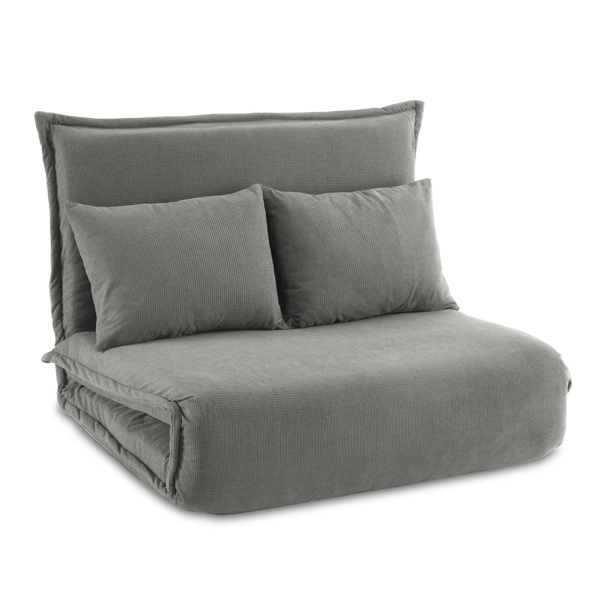 Arm Chairs & Recliners: Artiss Floor Lounge Sofa Bed Foldable 2 Seater Grey