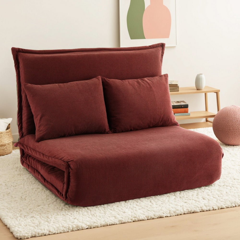Arm Chairs & Recliners: Artiss Floor Lounge Sofa Bed Foldable 2 Seater Orange
