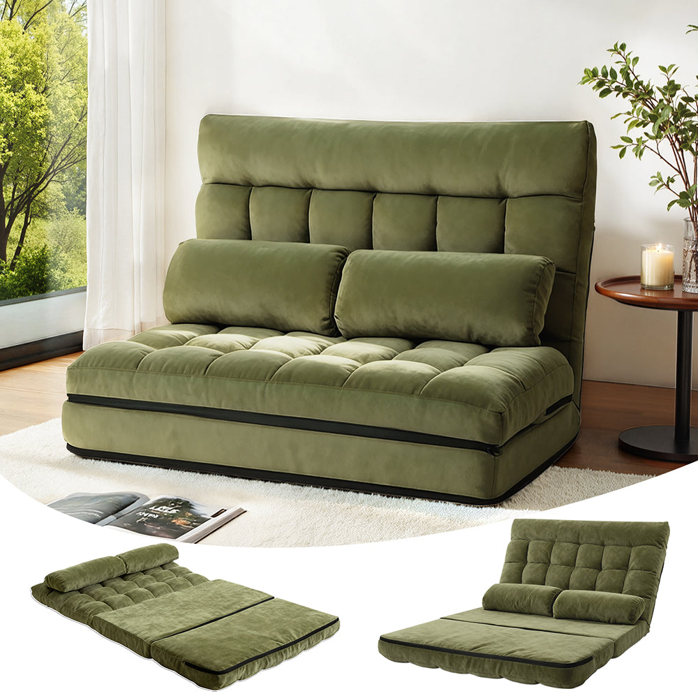Arm Chairs & Recliners: ArtissLounge Sofa Bed 2 seater Green Fabric