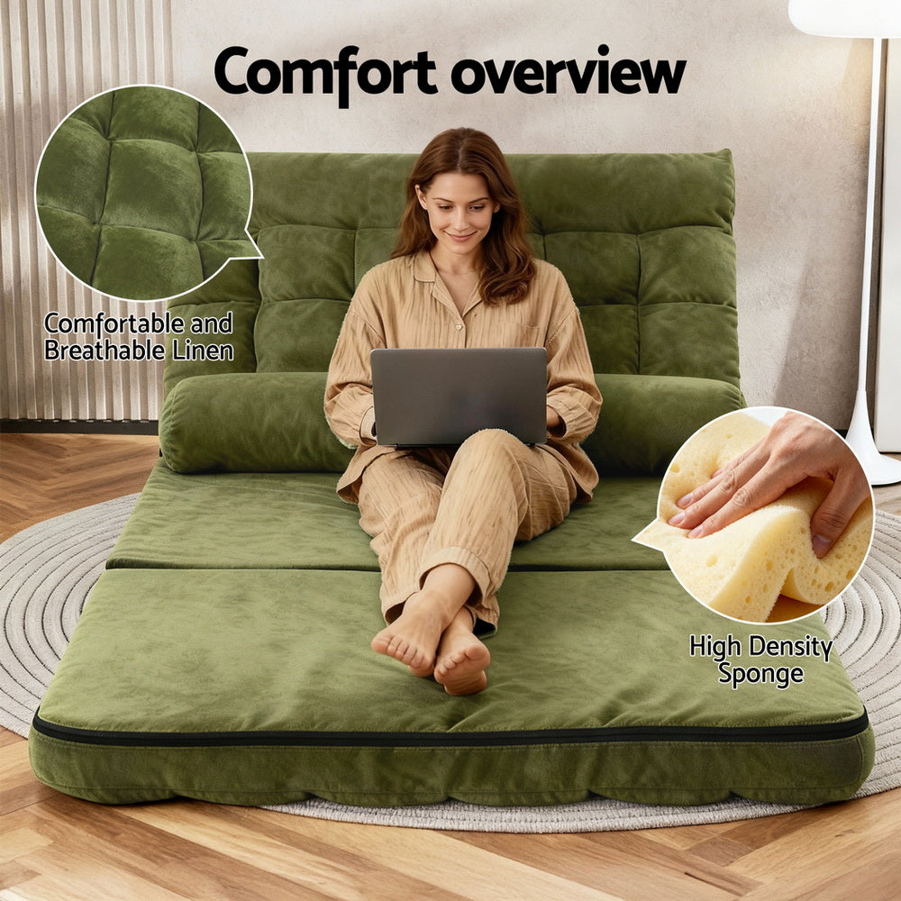 Arm Chairs & Recliners: ArtissLounge Sofa Bed 2 seater Green Fabric