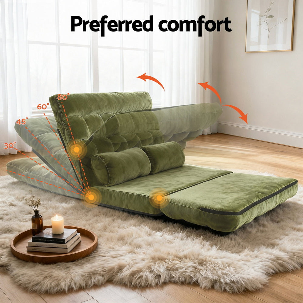 Arm Chairs & Recliners: ArtissLounge Sofa Bed 2 seater Green Fabric