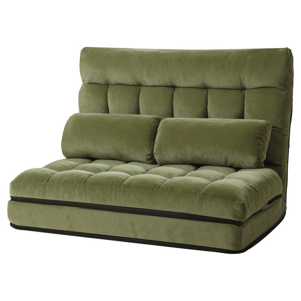 Arm Chairs & Recliners: ArtissLounge Sofa Bed 2 seater Green Fabric