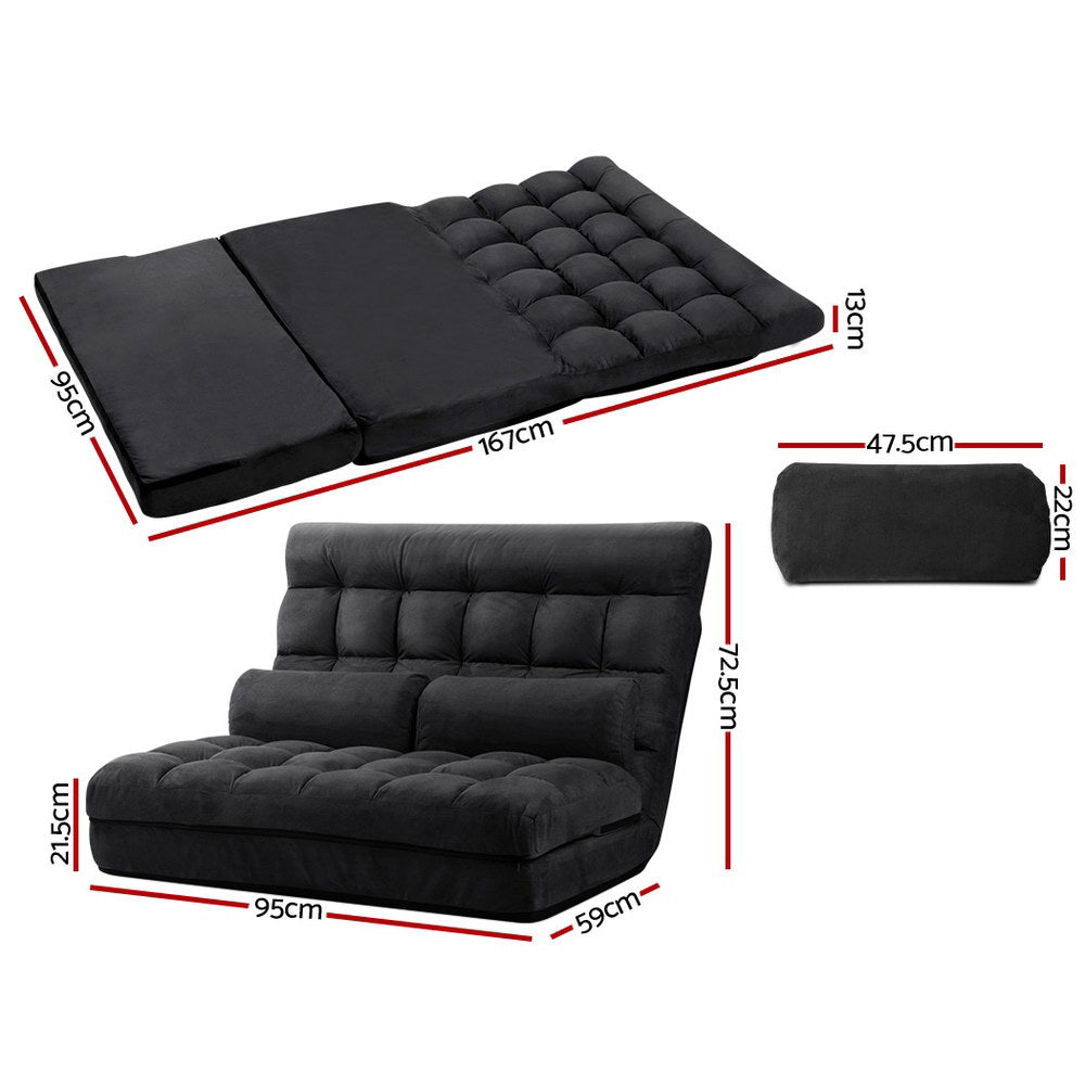 Sofas & Sofa Beds: Artiss Floor Lounge Sofa Bed 2-seater Charcoal Suede