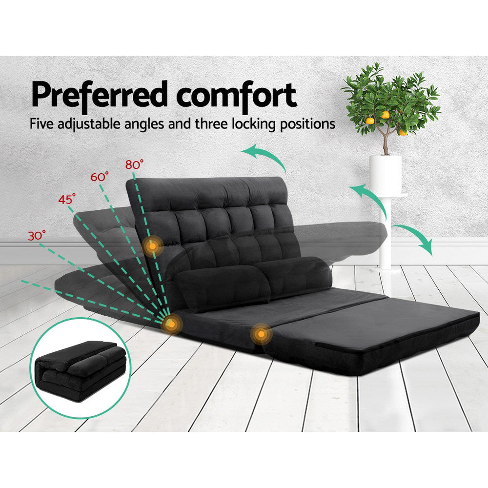 Sofas & Sofa Beds: Artiss Floor Lounge Sofa Bed 2-seater Charcoal Suede