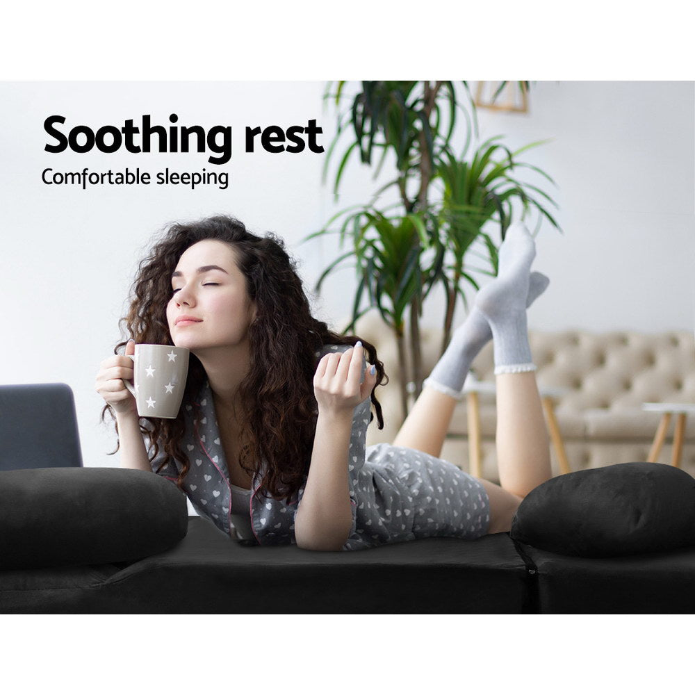 Sofas & Sofa Beds: Artiss Floor Lounge Sofa Bed 2-seater Charcoal Suede