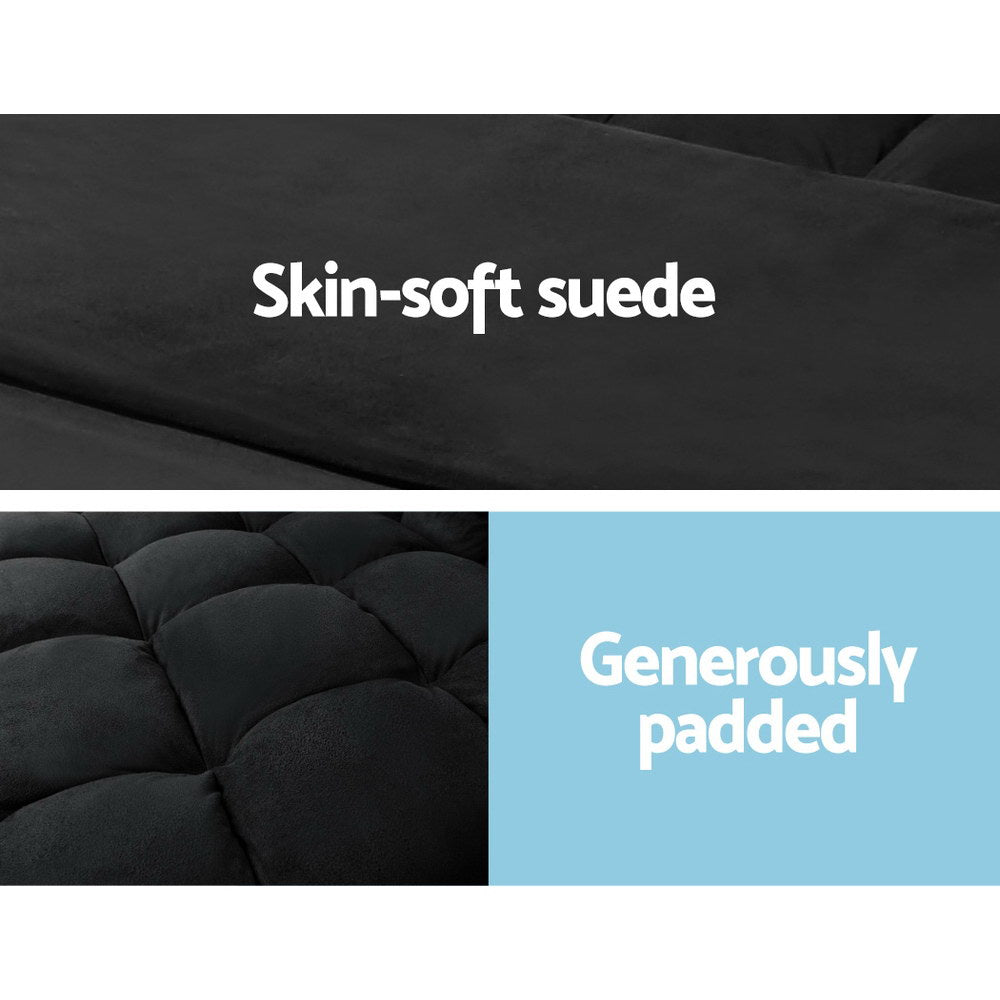 Sofas & Sofa Beds: Artiss Floor Lounge Sofa Bed 2-seater Charcoal Suede