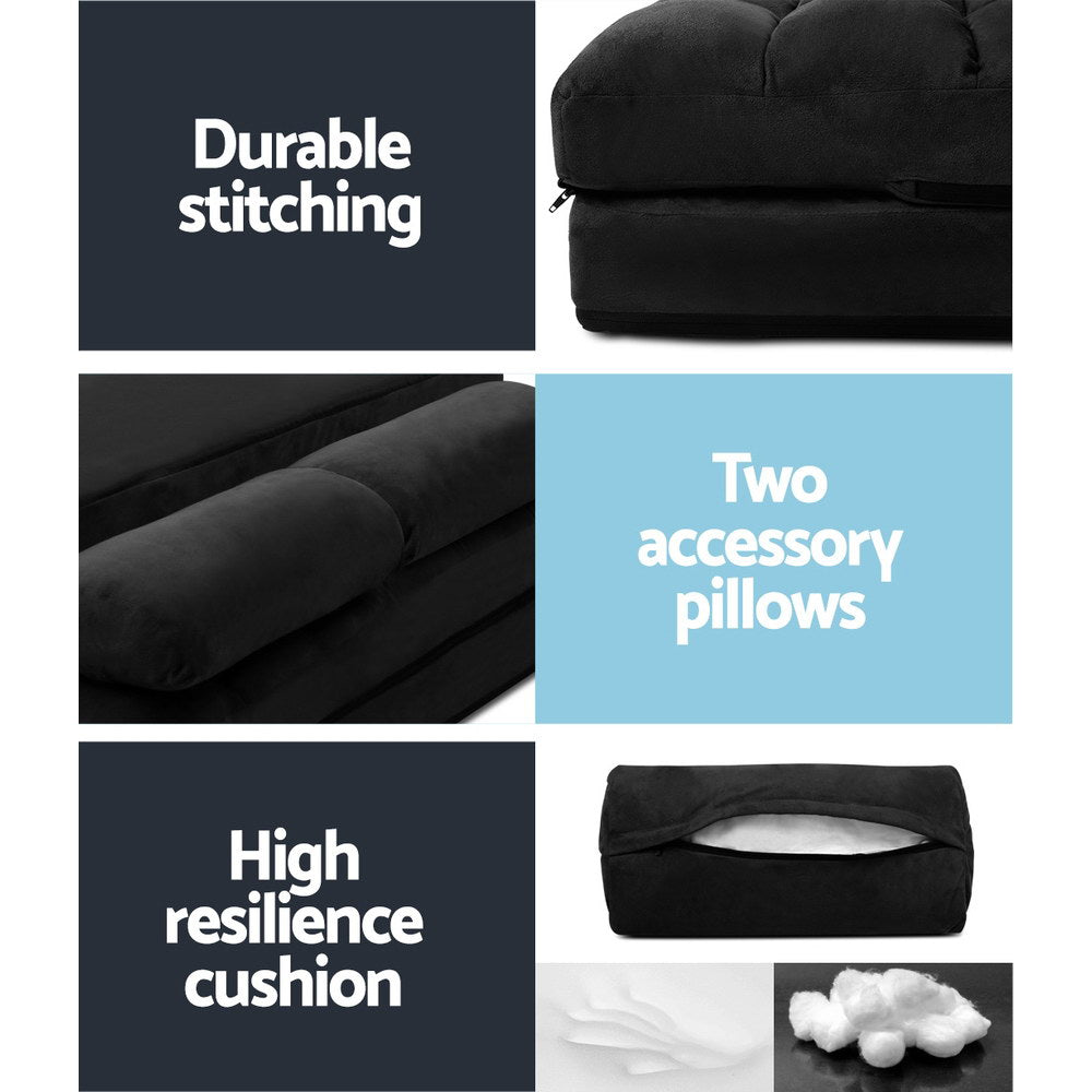 Sofas & Sofa Beds: Artiss Floor Lounge Sofa Bed 2-seater Charcoal Suede
