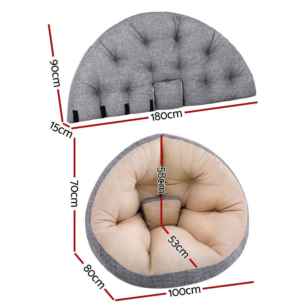 Arm Chairs & Recliners: Artiss Floor Lounge Sofa Bed Chair Foldable Washable Beige
