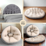 Arm Chairs & Recliners: Artiss Floor Lounge Sofa Bed Chair Foldable Washable Beige