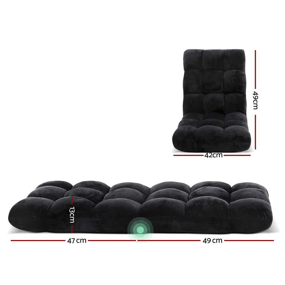 Arm Chairs & Recliners: Artiss 2X Lounge Sofa Bed Flannel Fabric Black