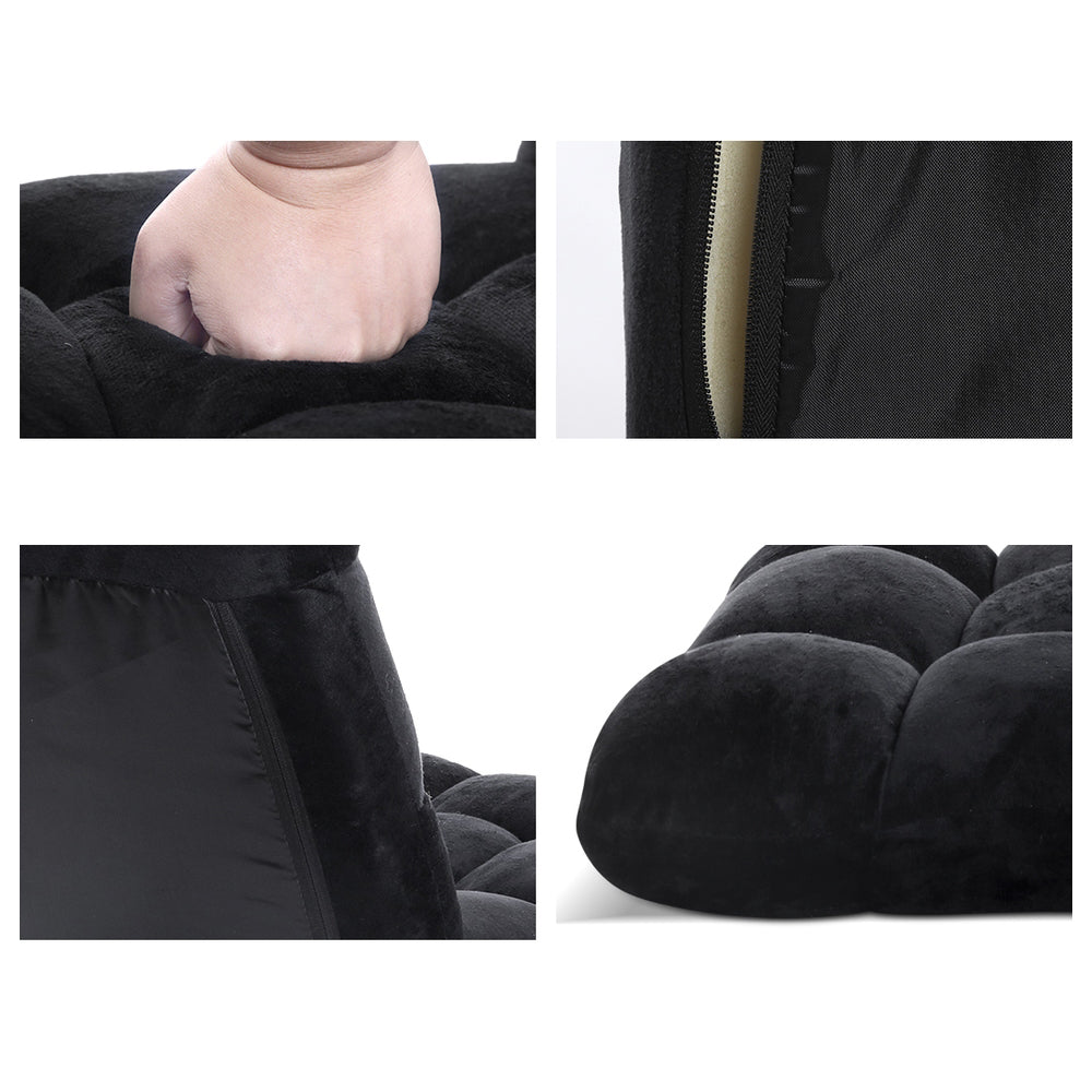 Arm Chairs & Recliners: Artiss 2X Lounge Sofa Bed Flannel Fabric Black