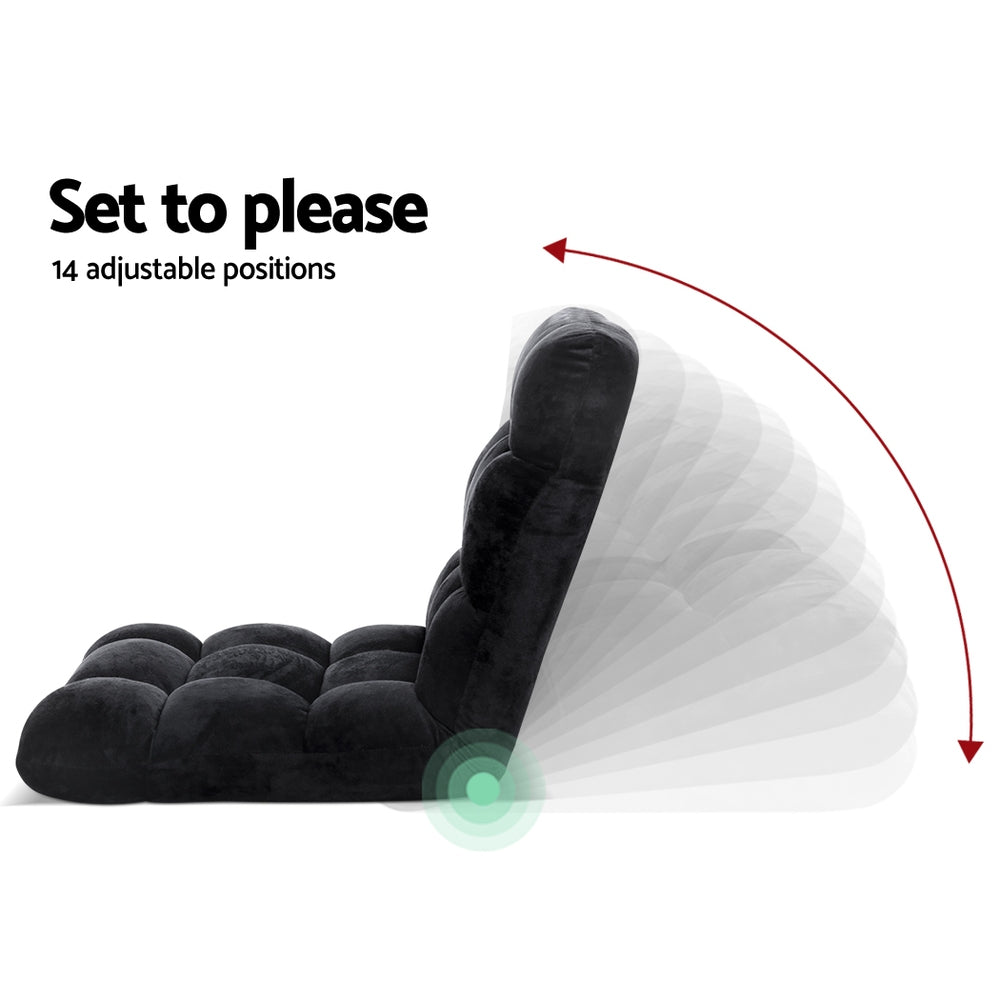 Arm Chairs & Recliners: Artiss 2X Lounge Sofa Bed Flannel Fabric Black