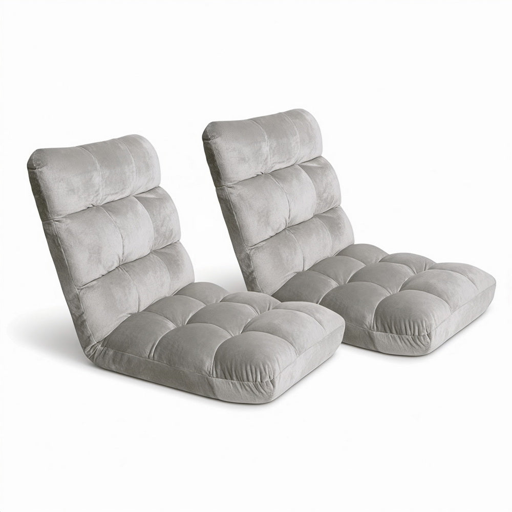 Arm Chairs & Recliners: Artiss 2X Lounge Sofa Bed Flannel Fabric Grey