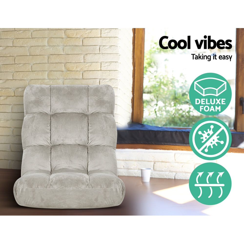 Arm Chairs & Recliners: Artiss 2X Lounge Sofa Bed Flannel Fabric Grey
