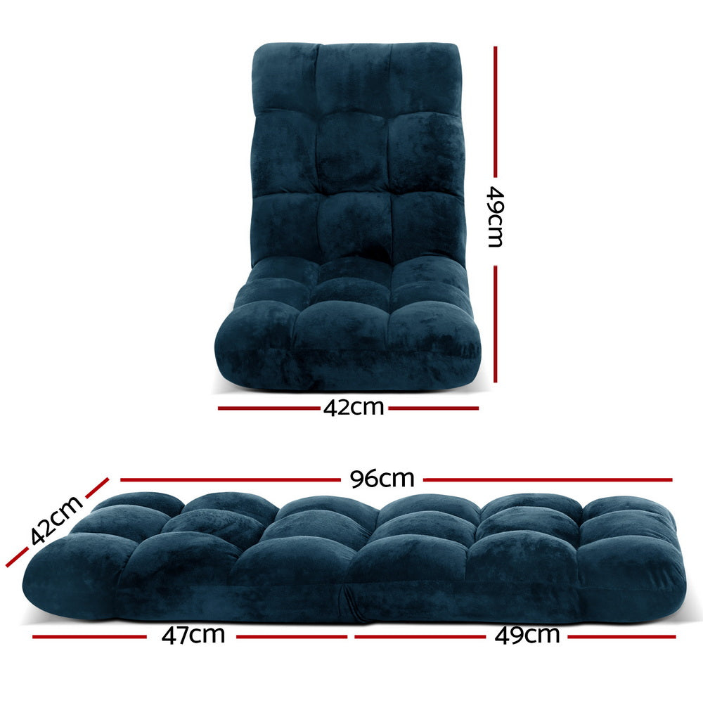 Arm Chairs & Recliners: Artiss Floor Lounge Sofa Bed Flannel Fabric Navy