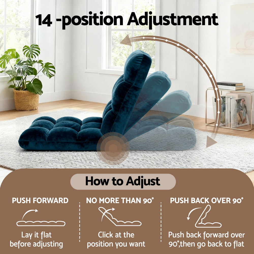 Arm Chairs & Recliners: Artiss Floor Lounge Sofa Bed Flannel Fabric Navy