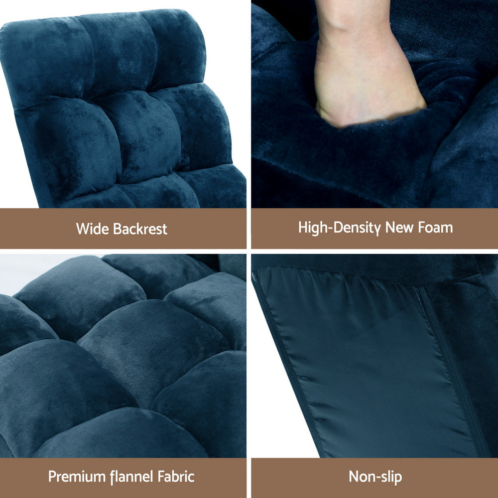 Arm Chairs & Recliners: Artiss Floor Lounge Sofa Bed Flannel Fabric Navy