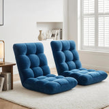 Arm Chairs & Recliners: Artiss 2PCS Floor Lounge Sofa Bed Flannel Fabric Navy